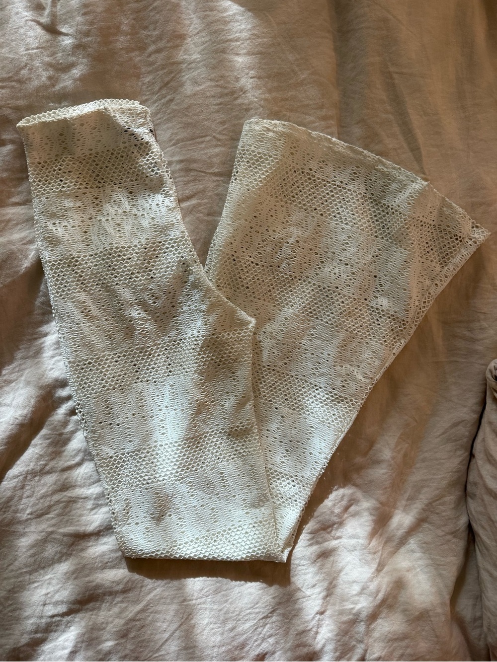 PrettyLittleThing White Lace-Textured Flared Cover up Pants